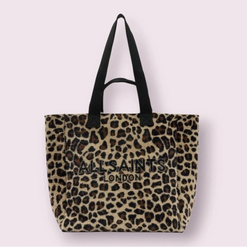 All Saints Leopard Print Tote with Black Handles - Picture 1 of 4